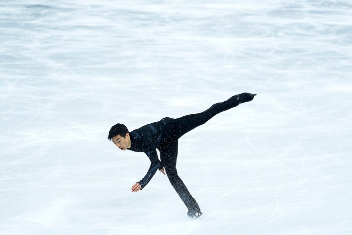 (Chris Detrick  |  The Salt Lake Tribune)  Salt Lake City's Nathan Chen competes in the Men's Single Skating Short Program for the Team Event at the Gangneung Ice Arena Friday, February 9, 2018.  Chen got fourth place with a score of 80.61.