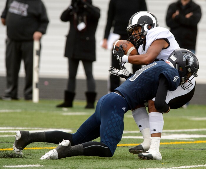 (Steve Griffin  |  The Salt Lake Tribune)  Class 5A state quarterfinal football game between Highland and Corner Canyon in Draper Friday November 3, 2017.