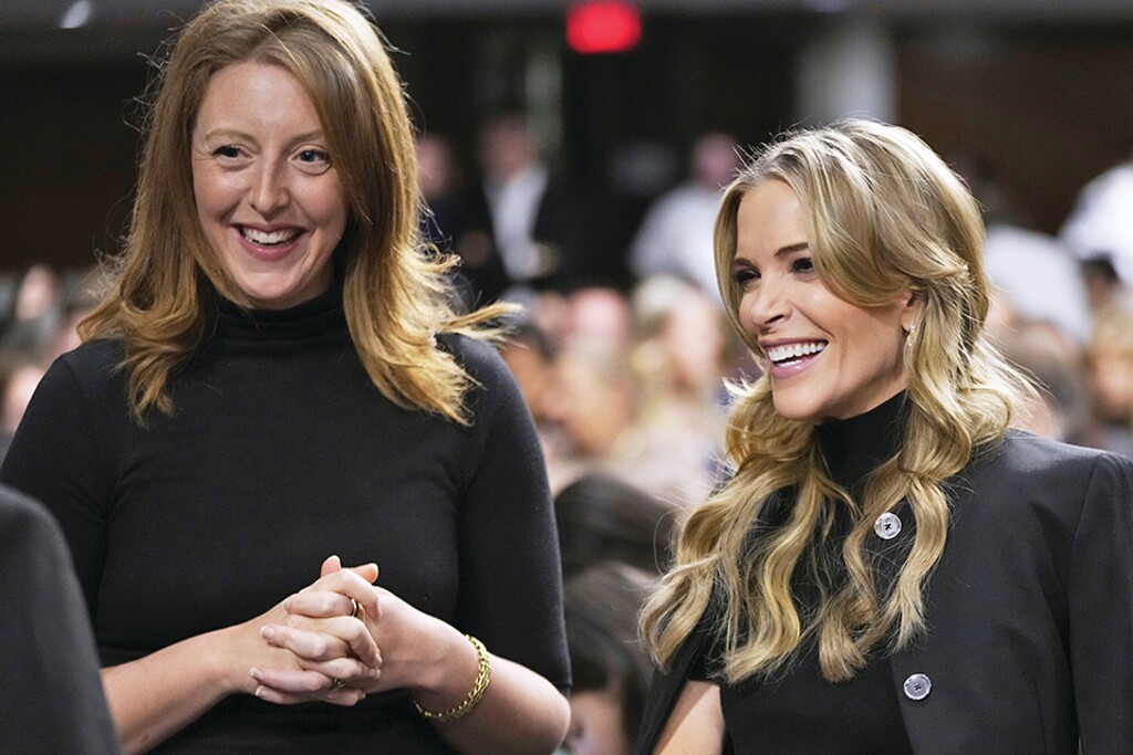 FILE - Dr. Casey Means, a wellness influencer, left, and journalist Megyn Kelly, attend a confirmation hearing for Robert F. Kennedy Jr. for the Secretary of Health and Human Services post, at the Capitol in Washington, Jan. 29, 2025. (AP Photo/Ben Curtis, File)