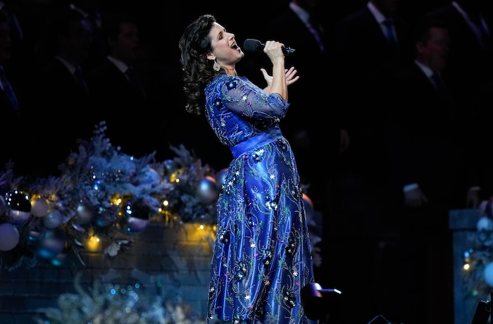 (Francisco Kjolseth | The Salt Lake Tribune) Stephanie J. Block sings with The Tabernacle Choir at Temple Square as it holds its annual Christmas Concert on Thursday, Dec. 11, 2025,