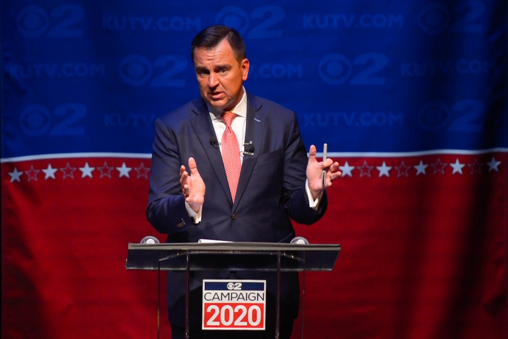 (Trent Nelson  |  Tribune file photo) Former House Speaker Greg Hughes in the Utah Gubernatorial Republican Primary Debate in Salt Lake City on Tuesday, June 16, 2020.