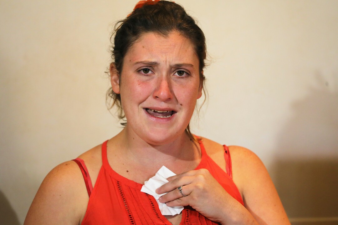 Jessica Black, the mother of Elizabeth "Lizzy" Shelley, speaks with reporters following the sentencing for Alex Whipple Tuesday, Sept. 24, 2019, in Logan, Utah. Whipple, a Utah man who pleaded guilty to killing his 5-year-old niece has been sentenced to life in prison with no chance of parole. The girl's relatives called him a "monster" during an emotional hearing. (AP Photo/Rick Bowmer)