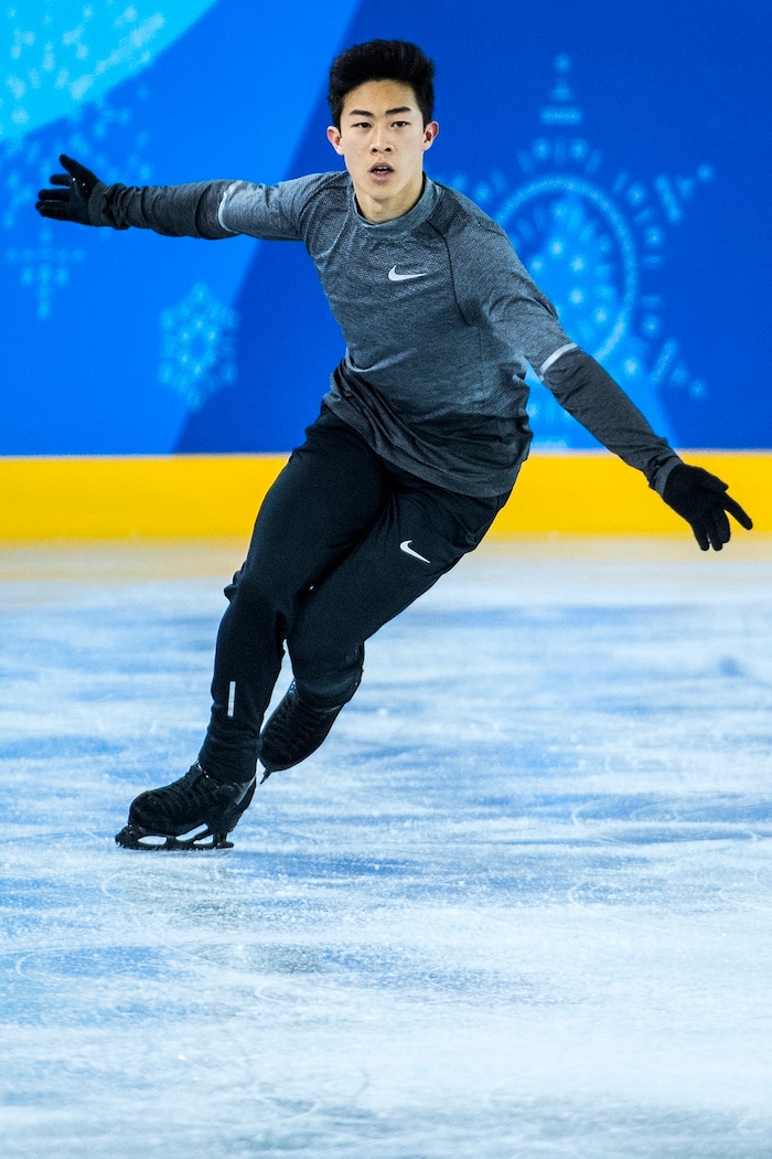 (Chris Detrick | The Salt Lake Tribune) Salt Lake City's Nathan Chen practices his Men's Single Skating Short Program for the Team Event at the Gangneung Ice Arena Thursday, February 8, 2018.