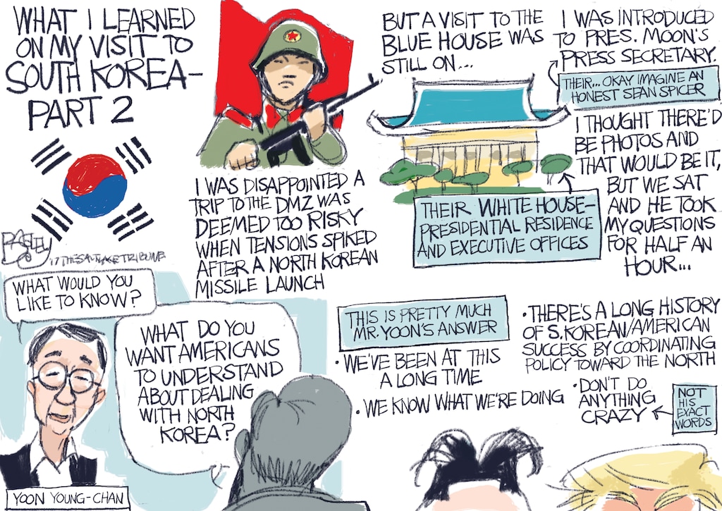 (Pat Bagley | The Salt Lake Tribune) This Pat Bagley cartoon, titled "Korea Continued," appears in The Salt Lake Tribune on Tuesday, Sept. 19, 2017.