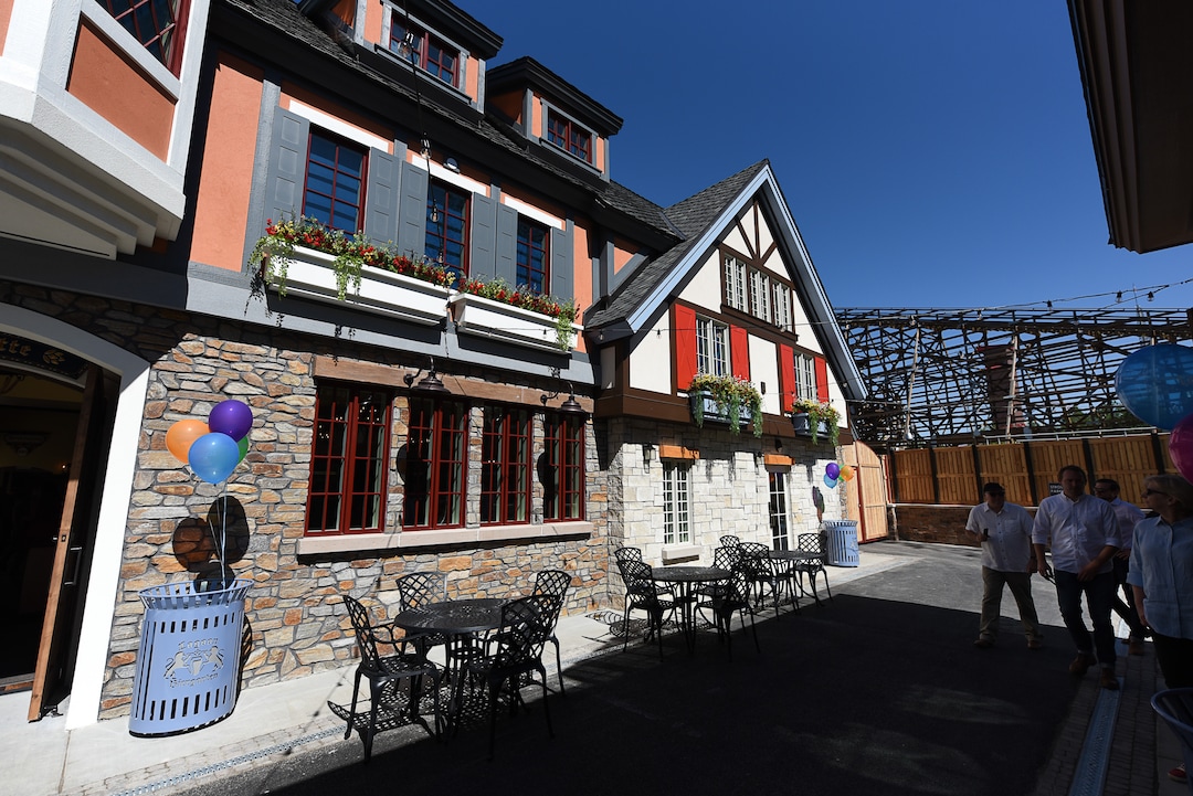 (Francisco Kjolseth  |  The Salt Lake Tribune)   Lagoon Amusement Park has opened its Bavarian-style Biergarten south of the wooden roller coaster.