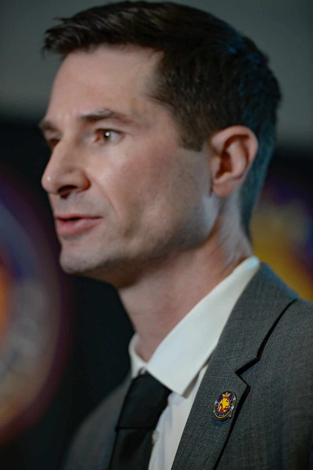 (Francisco Kjolseth  |  The Salt Lake Tribune) Wearing his new team's pin, Utah Royals FC announces former Chicago Red Stars assistant Craig Harrington as its new head coach during a press event at Rio Tinto Stadium in Sandy, Utah on Friday, Feb. 7, 2020.