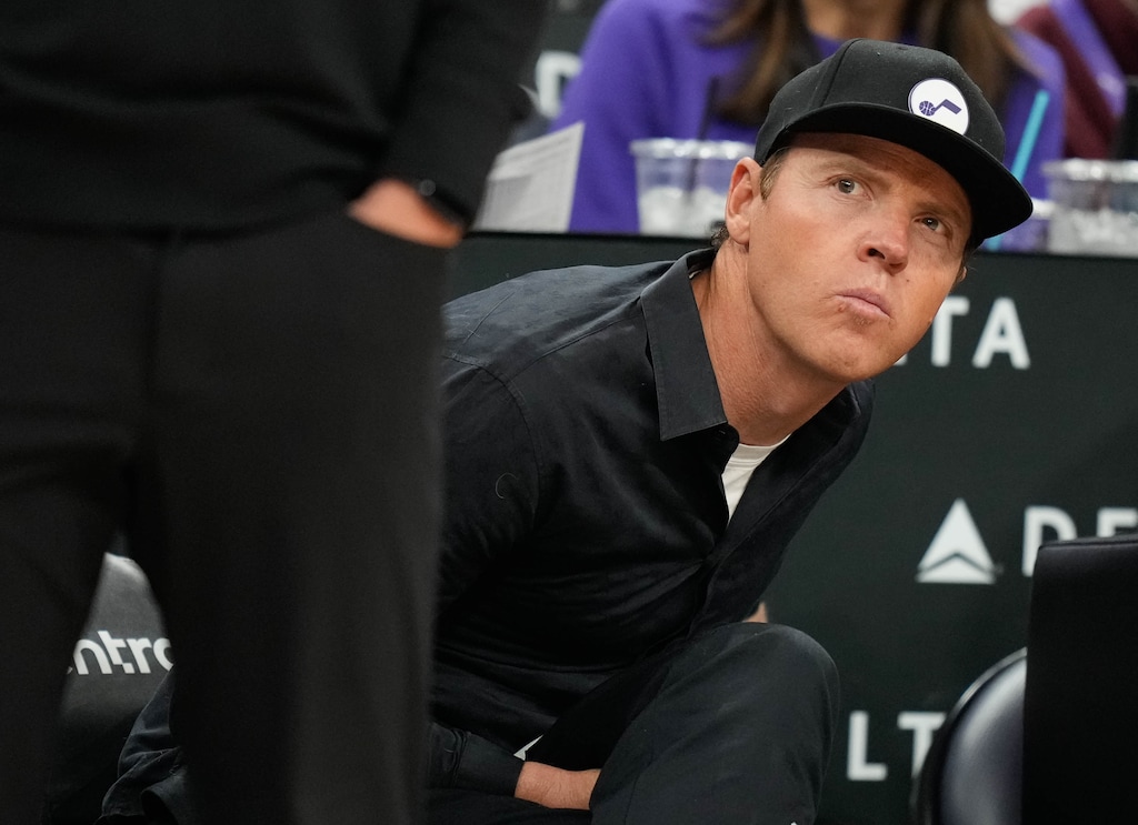 (Francisco Kjolseth | The Salt Lake Tribune) Utah Jazz owner Ryan Smith watches the game against the Golden State Warriors during an NBA basketball game, Friday, Oct. 25, 2024, in Salt Lake City.