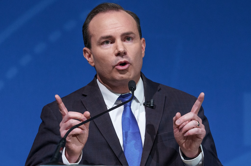 (Leah Hogsten | The Salt Lake Tribune) Sen. Mike Lee participates in a debate at Utah Valley University, Oct. 17, 2022, ahead of the November midterm election.
