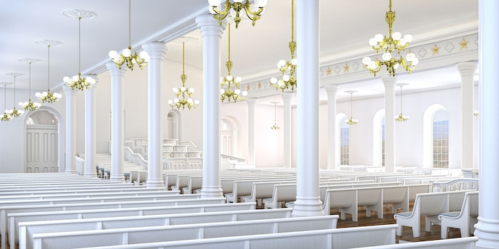 (Courtesy of The Church of Jesus Christ of Latter-day Saints) This rendering shows the remodeled priesthood room in the St. George Temple.