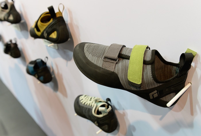 Francisco Kjolseth | The Salt Lake Tribune
Black Diamond's new climbing shoe line includes the Momentum with engineered knit technology for comfort and breathability and NeoFriction molded rubber. 