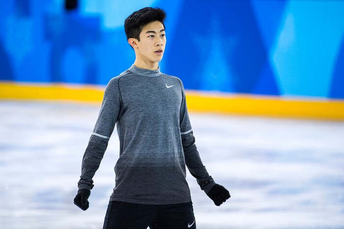 (Chris Detrick | The Salt Lake Tribune) Salt Lake City's Nathan Chen practices his Men's Single Skating Short Program for the Team Event at the Gangneung Ice Arena Thursday, February 8, 2018.