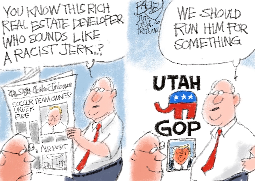 (Pat Bagley | The Salt Lake Tribune) This cartoon, titled "GOP Rising Star," appears in The Salt Lake Tribune on Sunday, Aug. 30, 2020.