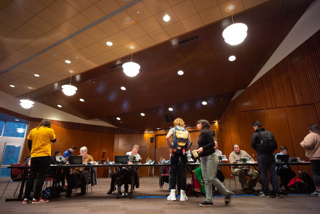 (Trent Nelson  |  The Salt Lake Tribune) Citizens and volunteers at the vote center in the University of Utah's Marriott Library in Salt Lake City on Tuesday, March 3, 2020.