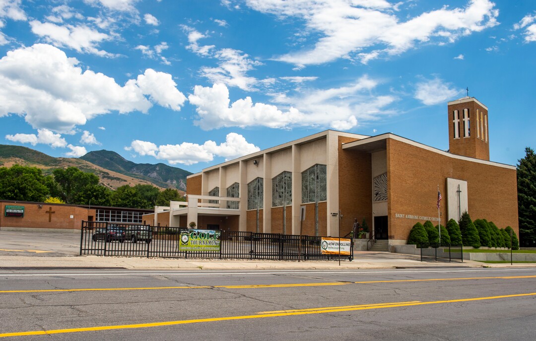 (Rick Egan  |  The Salt Lake Tribune)     St. Ambrose Church and J.E. Cosgriff Memorial Catholic School, Monday, July 29, 2019.