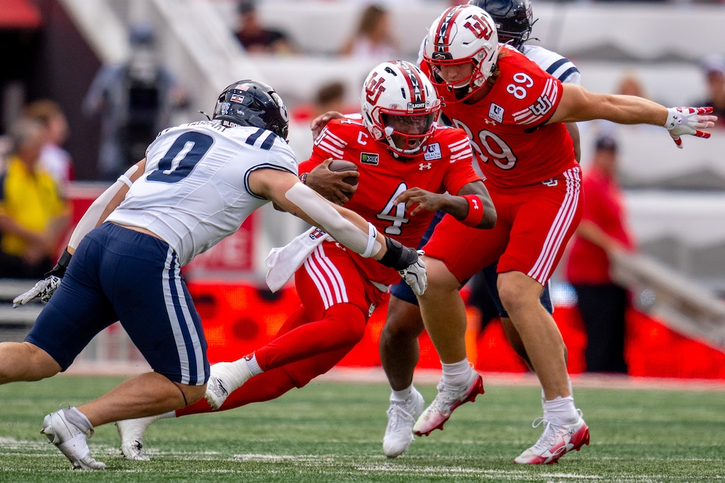 (Trent Nelson  |  The Salt Lake Tribune) Utah Utes quarterback Devon Dampier (4) as Utah hosts Utah State, NCAA football in Salt Lake City on Thursday, Sept. 17, 2026.