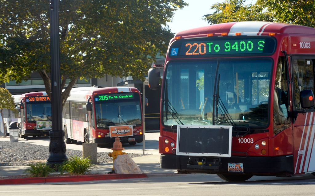 Al Hartmann  |  The Salt Lake TribuneNewer model UTA buses leave the Salt Lake Central Station at 250 S. 600 W. in Salt Lake City Monday Ocotber 12. 