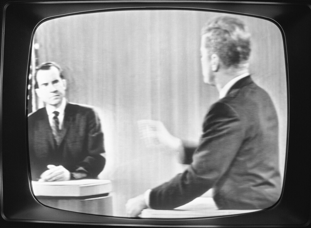(AP file photo)

In this Oct. 21, 1960, photo taken a television in New York displays a debate between Republican presidential candidate Vice President Richard M. Nixon, left, and Democratic presidential candidate Sen. John F. Kennedy, D-Mass. The 1960 presidential election offered the country's first televised debates.