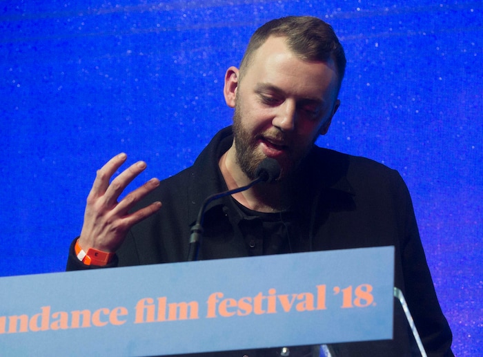 (Rick Egan  |  The Salt Lake Tribune)     Director Gustav Möller receives the World Cinema Dramatic Audience Award for The Guilty, at the 2018 Sundance Film Festival Awards Night, Saturday, January 27, 2018.



