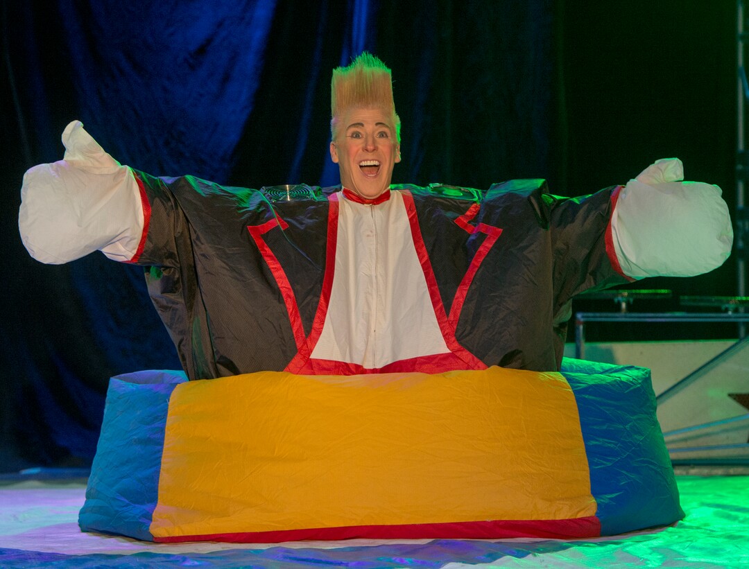 (Rick Egan  |  The Salt Lake Tribune)   Bello Nock performs with the Circus Spectacular, at the Utah State Fair, Sunday, September 10, 2017.