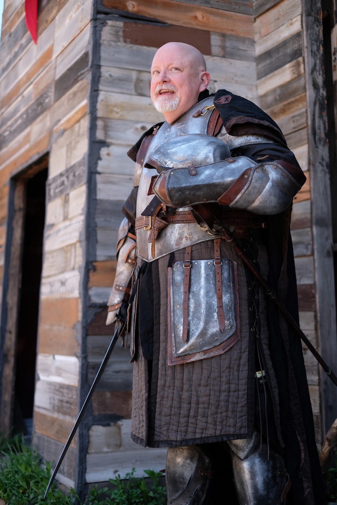 (Photo courtesy Doug Pasko) Salt Lake Tribune TV critic Scott D. Pierce donned armor on the set of “The Outpost.”