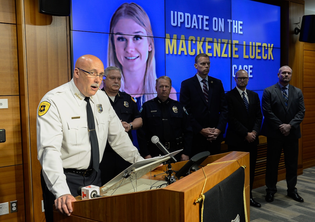 (Francisco Kjolseth  |  The Salt Lake Tribune)  Salt Lake City Police Chief Mike Brown confirms that one person has been arrested and charged with aggravated murder after confirming that MacKenzie Lueck is dead during a media briefing on June 28, 2019.