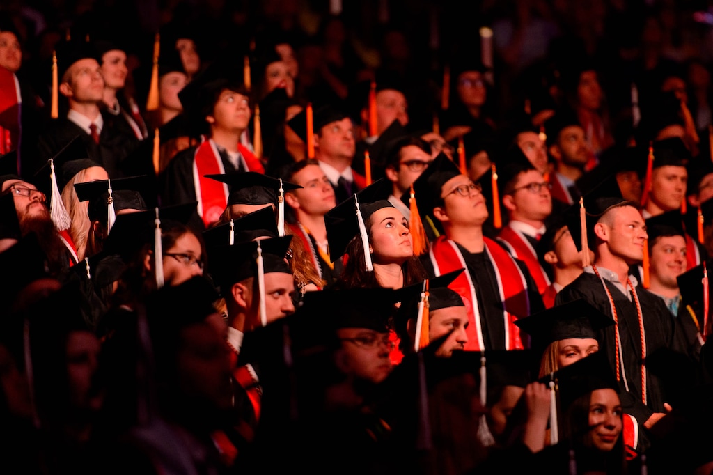 ( Trent Nelson  |  The Salt Lake Tribune file photo ) Graduates at the University of Utah's commencement ceremony, in Salt Lake City on Thursday, May 2, 2019.