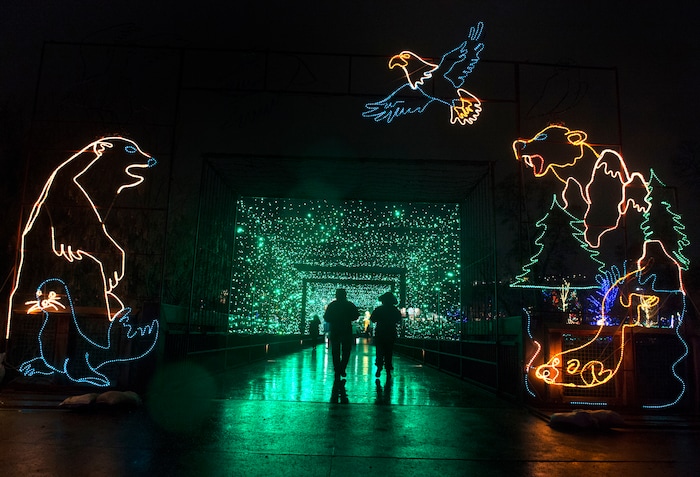 (Rick Egan  |  The Salt Lake Tribune)   The ZooLights at Hogle Zoo are turned on, Friday, Nov. 30, 2018. The lights continue  through December 31st, 


