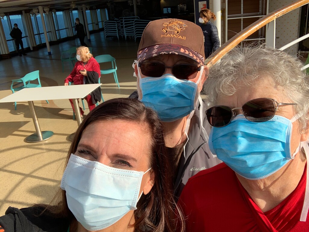 (Photo courtesy of Monica Achter) Monica Achter takes a selfie with her parents, LoRene and David Richards, aboard the Grand Princess cruise ship before they were evacuated to an Air Force base in Georgia and later returned to their homes in Utah. While many passengers on board the ship were sickened by COVID-19, they never contracted the disease.