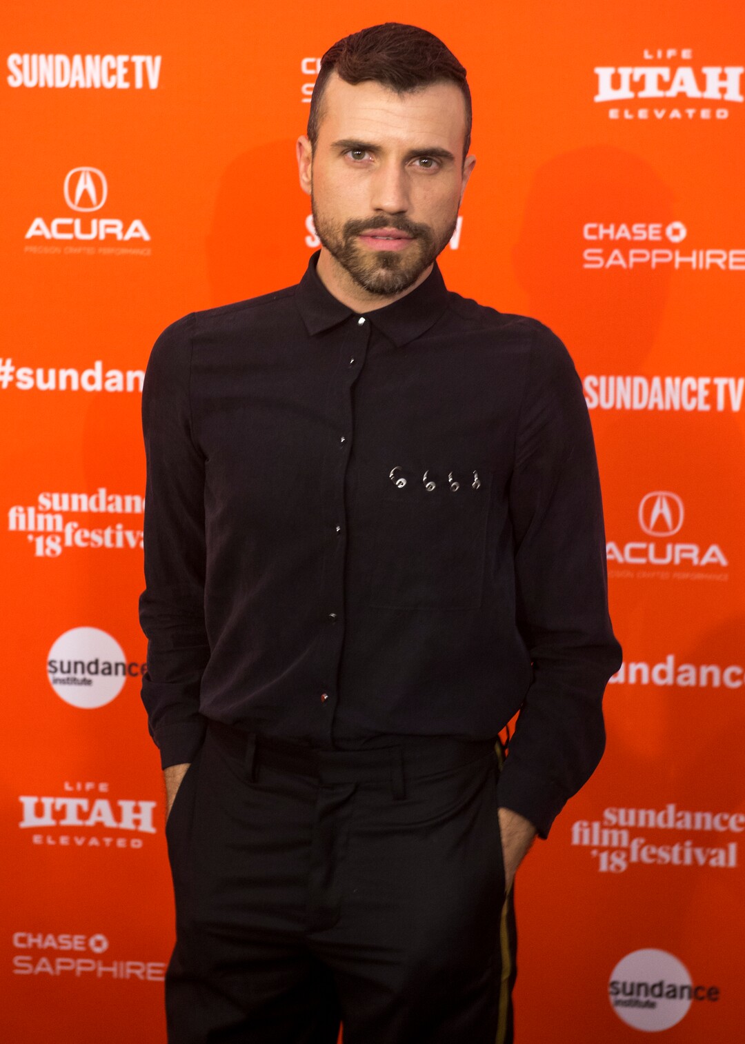 (Rick Egan  |  The Salt Lake Tribune)    Tyler Glenn, on the red carpet for the premiere of "Believer," a documentary about Imagine Dragons frontman Dan Reynolds trying to reconcile his Mormon beliefs with his support for LGBTQ community in Park City at the Sundance Film Festival, Saturday, January 20, 2018.