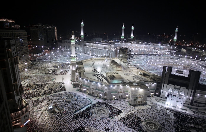 Muslim pilgrims pray at the Grand Mosque, ahead of the annual hajj pilgrimage in the Muslim holy city of Mecca, Saudi Arabia, Tuesday, Aug. 29, 2017. (AP Photo/Khalil Hamra)