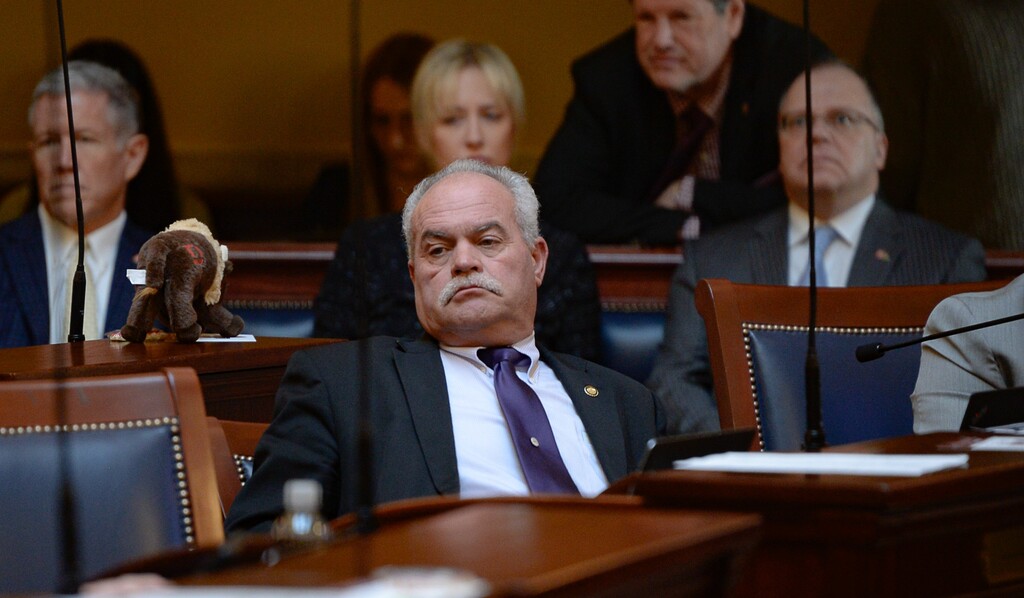 (Francisco Kjolseth  |  The Salt Lake Tribune) Sen. Ronald Winterton, R-Roosevelt, on the Senate floor at the State Capitol in Salt Lake City on Tuesday, Feb. 11, 2020. 