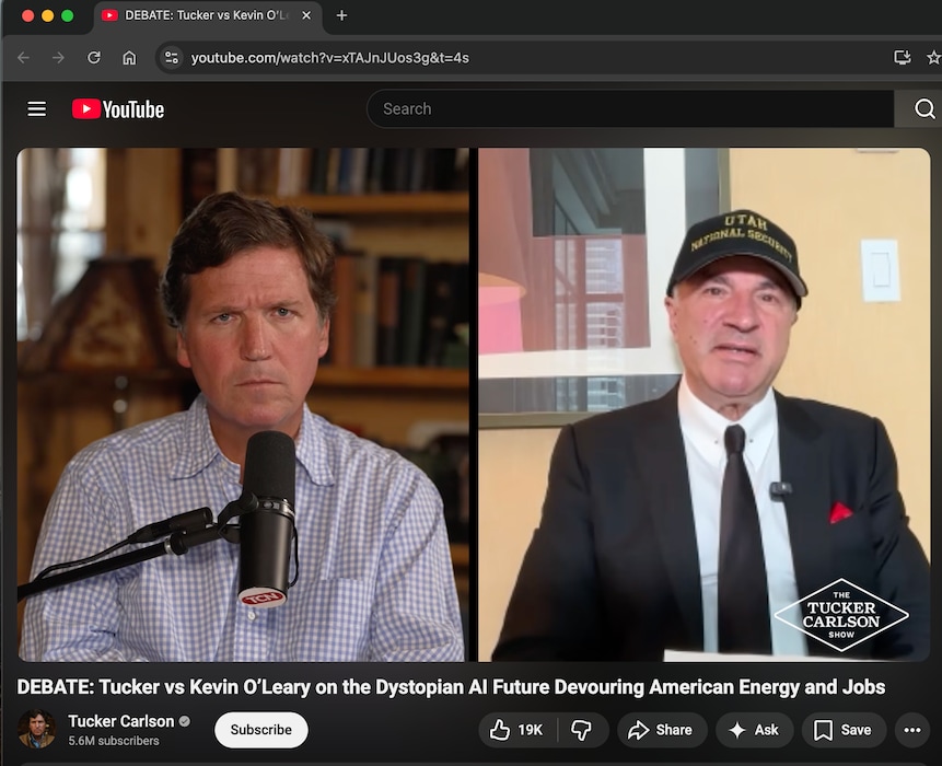 (Screenshot of "The Tucker Carlson Show," via YouTube) Tucker Carlson and Kevin O'Leary discuss a massive Utah data center on "The Tucker Carlson Show."