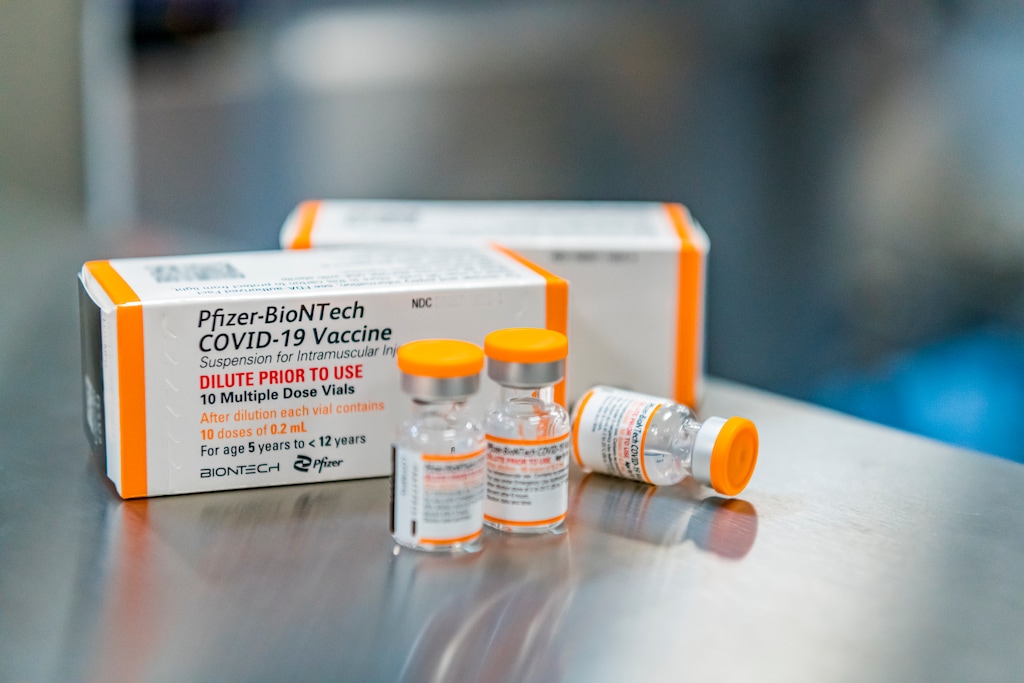 (Pfizer via AP) This photo shows kid-size doses of Pfizer's COVID-19 vaccine in Puurs, Belgium.