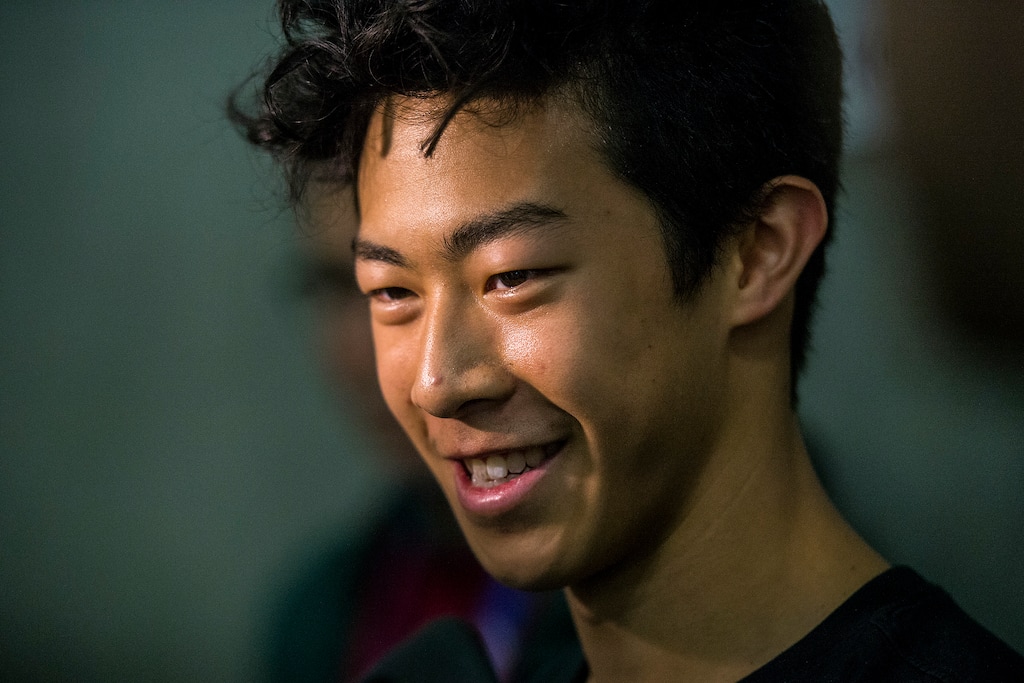 (Chris Detrick  |  The Salt Lake Tribune)   Nathan Chen gives an interview after winning the Men's Free Skate during the U.S. International Figure Skating Classic at the Salt Lake City Sports Complex Friday, September 15, 2017. 