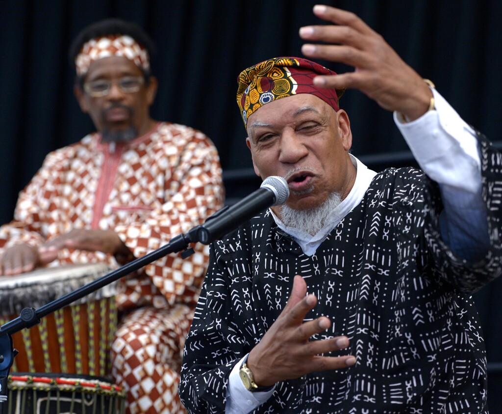 Leah Hogsten  |  The Salt Lake Tribune

Nationally renowned drummer Baba Kenyattaa and storyteller Baba Jamal Koram perform during the "The State of Black Utah" town hall shared ideas for improving quality of life, community relations and economic development in Utah's African American community. The town hall is part of the 28th annual Juneteenth Freedom and Heritage Festival, which celebrates the end of slavery in the United States.