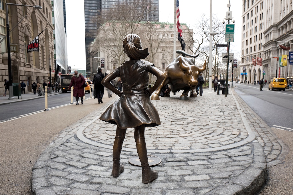 (Mark Lennihan | AP photo)

In this March 8, 2017, photo, the Fearless Girl statue faces Wall Street's Charging Bull statue in New York.