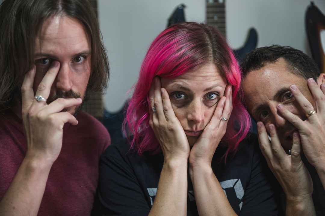 (Clark Clifford  |  For The Salt Lake Tribune) Chris Bennett, Elaine Bradley, and Bryce Taylor of Noble Bodies at their practice for an upcoming show in the band's rehearsal space in Orem on Saturday, Aug. 3, 2019.