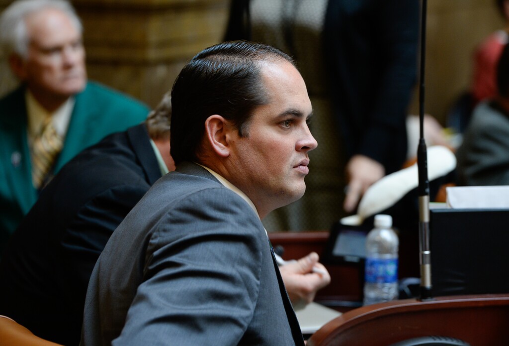 Francisco Kjolseth  |  The Salt Lake Tribune Rep. Mike McKell, R-Spanish Fork, listens in on the legislative session on Friday, Jan. 30, 2015. 