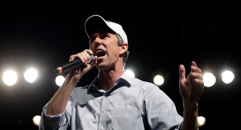 FILE - In this Nov. 5, 2018, file photo, Rep. Beto O'Rourke, D-El Paso, the 2018 Democratic candidate for U.S. Senate in Texas, speaks during a campaign rally in El Paso. Southern politics was a one-party affair for a long time. But now it’s a mixed bag with battlegrounds emerging in states with growing metro areas where white voters are more willing to back Democrats. (AP Photo/Eric Gay, File)