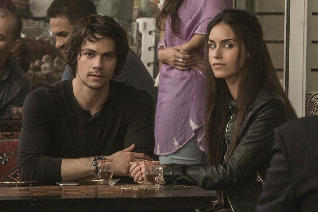 This image released by Lionsgate shows Dylan O'Brien, left, and  Shiva Negar in a scene from, "American Assassin." (Christian Black/Lionsgate via AP)