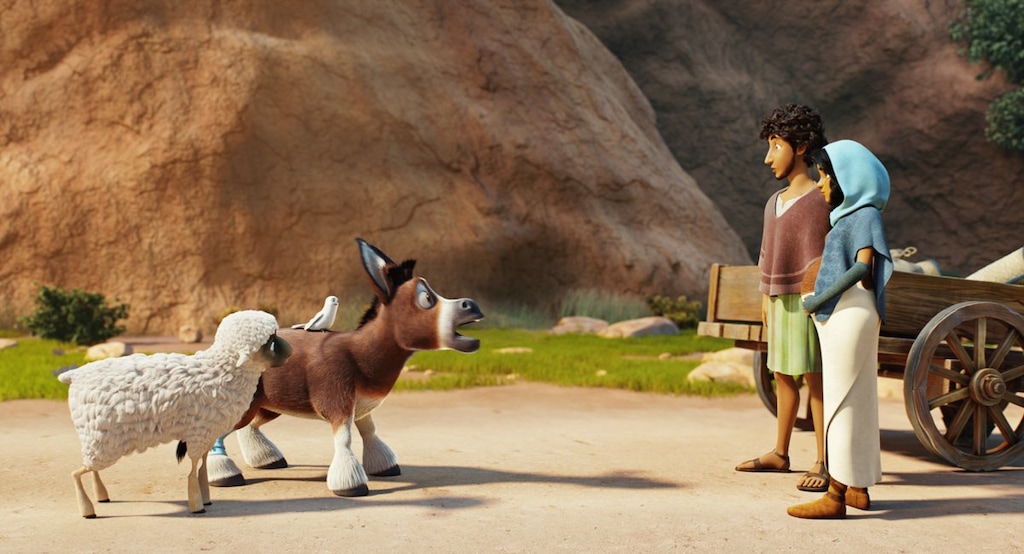 (Courtesy Sony Animation / Affirm Films) Animals try to communicate with Joseph (voiced by Zachary Levi) and Mary (voiced by Gina Rodriguez), in "The Star," an animated adventure inspired by the Nativity.