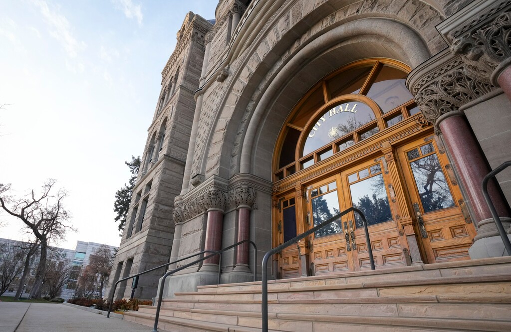 (Bethany Baker  |  The Salt Lake Tribune) Salt Lake City Hall on Wednesday, Dec. 11, 2024. Salt Lake City and other cities in the Intermountain West do not vet protest organizer identities ahead of demonstrations.