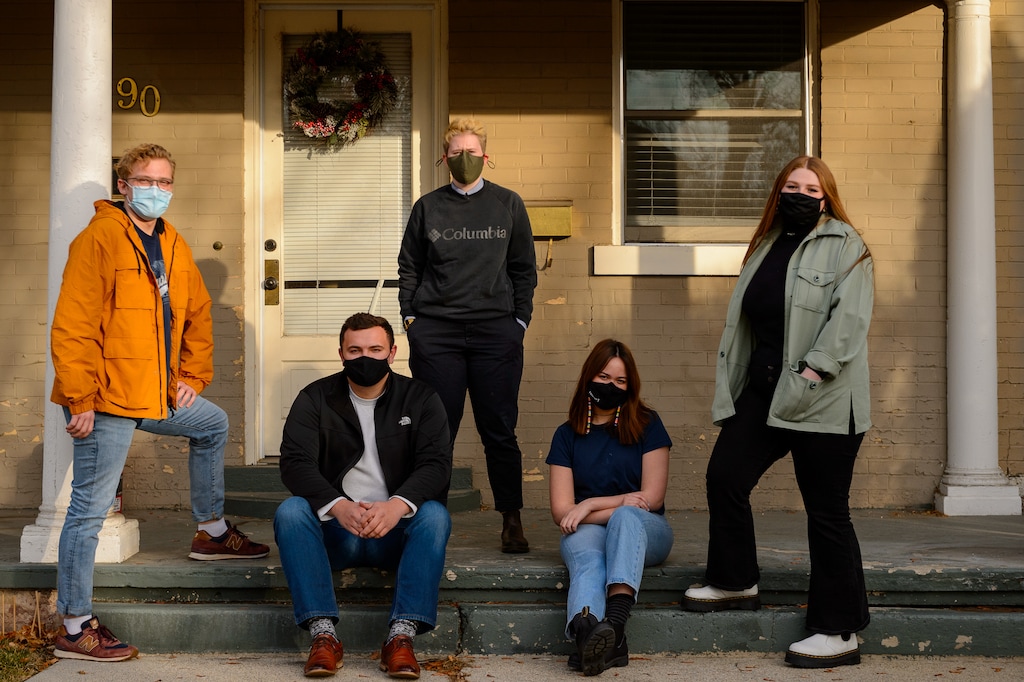 (Trent Nelson  |  The Salt Lake Tribune) Grant Frazier, David Clove, Martha Harris, Gracia Lee, and Isabella Olson are some of the people behind Prodigal Press, a new underground student newspaper at BYU, in Provo on Monday, Jan. 25, 2021.