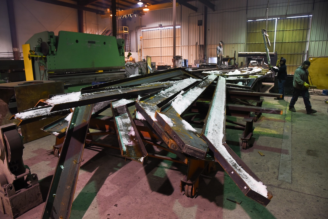 (Francisco Kjolseth  |  The Salt Lake Tribune)  Crews work on a large order bound for a Morton Salt plant in Grantsville at Structural Steel and Plate Fabrication in North Salt Lake recently. The recent steel tariffs have negatively affected the company as they face numerous challenges from costs, inventory availability and the possibility that customers will delay fabrication projects.  