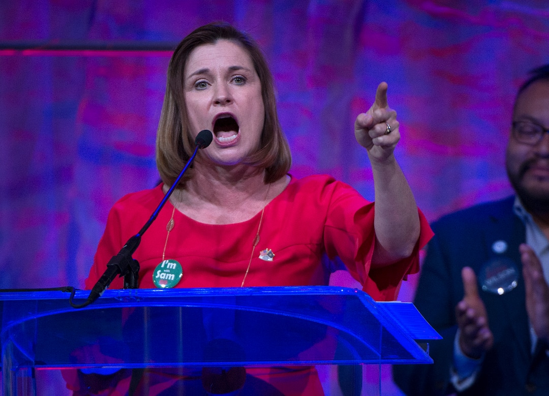 (Scott Sommerdorf | The Salt Lake Tribune)
Senate candidate Jenny Wilson speaks at the Democratic convention, Saturday, April 28, 2018 at the Salt Palace Convention Center in Salt Lake City, Utah.
