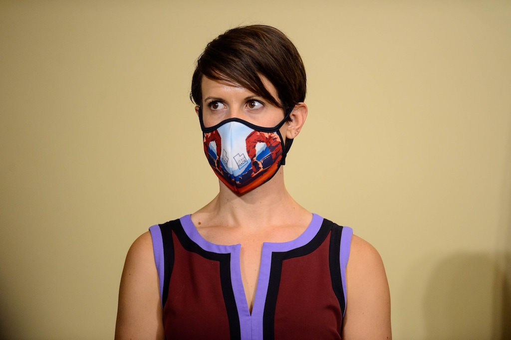 (Trent Nelson  |  The Salt Lake Tribune) Dr. Angela Dunn, state epidemiologist with the Utah Department of Health, at a news conference in Salt Lake City on Thursday, May 28, 2020.