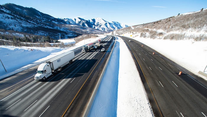 (Rick Egan  |  The Salt Lake Tribune)     View from the first overpass for wildlife at the summit of Parleys Canyon, which crosses I-80 near Exit 140.  Wednesday, Dec. 12, 2018.


