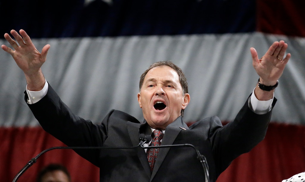 (Rick Bowmer | The Associated Press) Then-Gov. Gary Herbert speaks during the Utah Republican Party 2016 convention in Salt Lake City. Herbert coined the term "the Utah way."