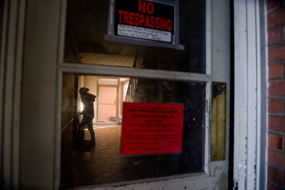 Leah Hogsten  |  The Salt Lake Tribune  Dozens of Salt Lake City residents living at the Georgia Apartments, above,  have 72-hours to evacuate their homes. Salt Lake City Fire Department issued a "red tag" order to evacuate to the owner of the property, Feb. 11, 2019, due to multiple violations that place tenants in extreme fire danger.