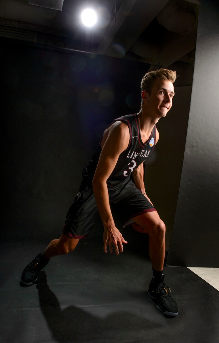 (Steve Griffin  |  The Salt Lake Tribune)  Prep basketball Steven Ashworth, Lone Peak, in the Salt Lake Tribune studio in Salt Lake City Tuesday April 10, 2018.